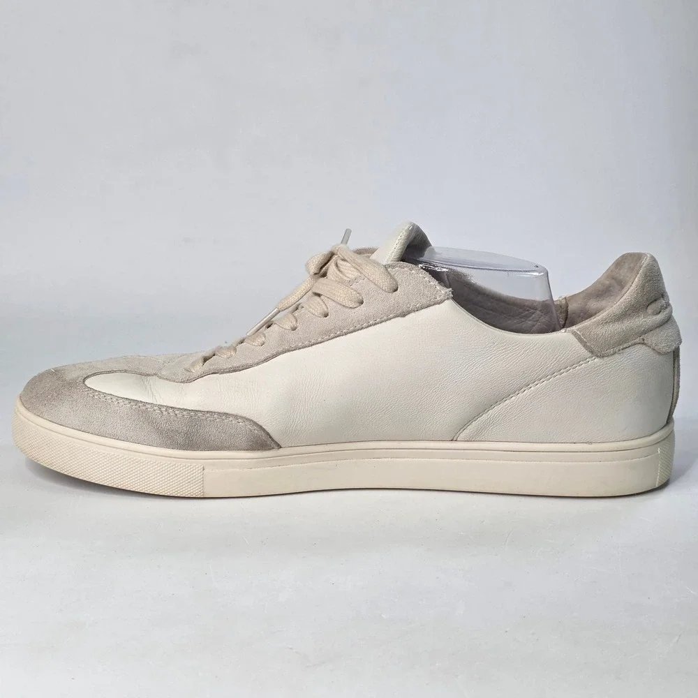 Clae Los Angeles Men's 14 Leather Suede Low Top Sneakers White Cream Shoes 48 EU